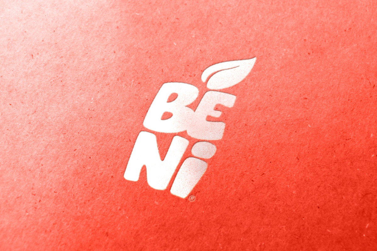 Beni brand identity on kraft packaging
