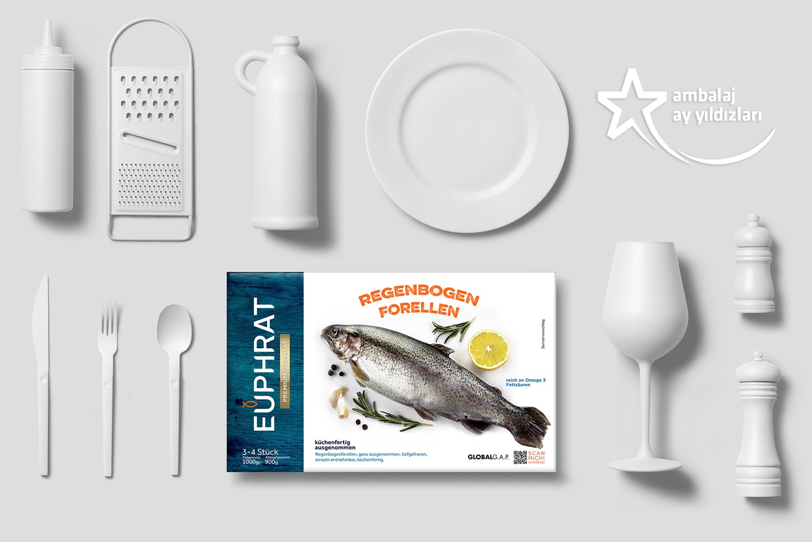 Euphrat Regenbogen Forellen pack for German retail